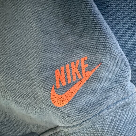 Nike Track & Field 1-77 Hoodie Vintage Distressed Blue with Orange Sz Large - Picture 5 of 14